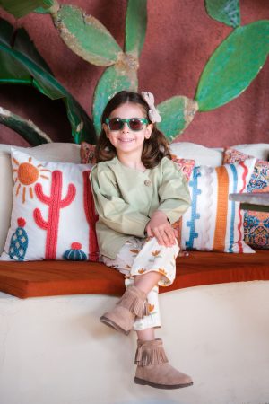 Asimetrik Kapamalı Düğme Detaylı Yeşil Üst