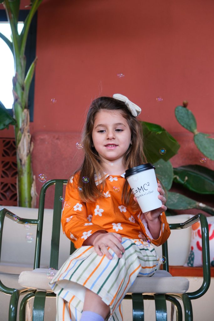 Uzun Kol Bebe Yaka Turuncu Çiçek Desenli Poplin