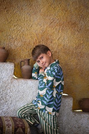 Ördek Baskılı Polo Yaka Uzun Kol T-Shirt (Pamuk)