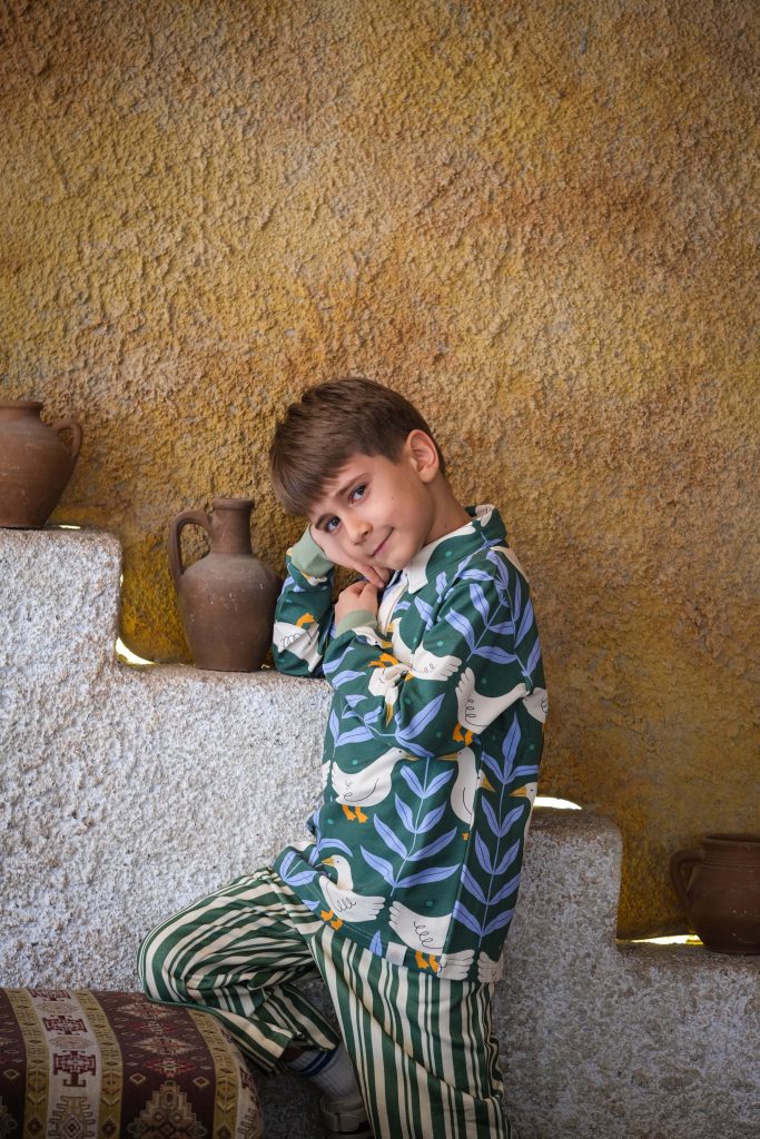 Ördek Baskılı Polo Yaka Uzun Kol T-Shirt (Pamuk)