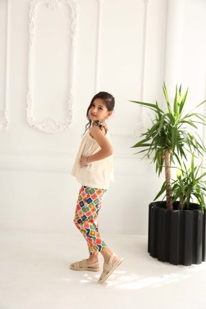 Kız Çocuk Askılı Beyaz Yazlık Bluz (Fiyonk Detaylı)