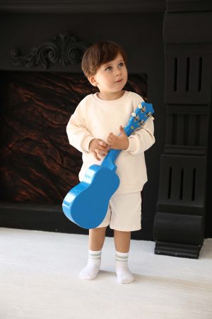 Unisex Bej Basic Çocuk Sweatshirt (100% Pamuk)