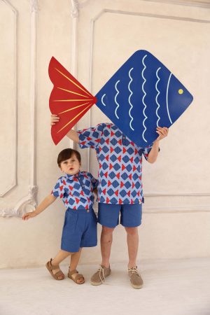 Mavi Erkek Çocuk Yazlık Şort (Pamuk & Keten Karışımı)