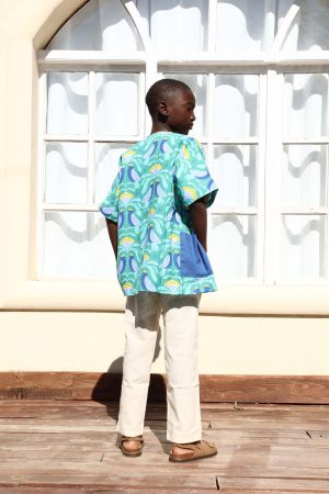 Kuş Desenli Çocuk Kimono (Kısa Kollu)