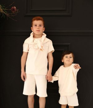 Unisex Bej Basic Çocuk Tişört (100% Pamuk)